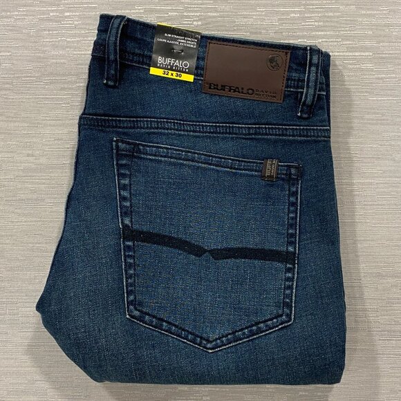 Buffalo David Bitton Jack Jeans Mens 32 x 30 Slim Fit Straight Dark Wash Denim - Picture 3 of 12